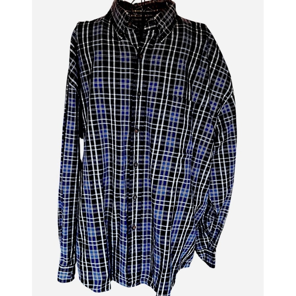 Eddie Bauer Tall XL Long Sleeve Mens Button Up Blue Check